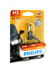 Автолампа галогеновая Philips H3 12V55W Pk22s 12336PRB1 Vision+30%