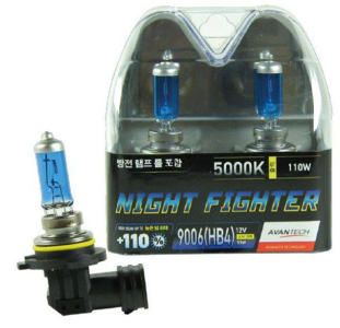 Автолампа галогеновая Avantech HB4 12V55W P22d 5000K AB5006 NIGHT FIGHTER компл 2шт