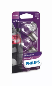 Автолампа накаливания Philips P21W 12V21W BA15s 12498VPB2 VisionPlus компл 2 шт блистер