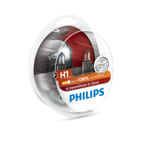 Автолампа галогеновая Philips H1 12V55W P14.5s 12258XVGS2 X-treme Vision G-force +130%  компл 2шт