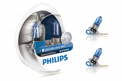 Автолампа галогеновая Philips H3 12V55W Pk22s 5000K 12336DVS2  Diamond Vision компл 2шт.