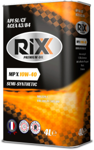 Масло моторное RIXX MP X SAE 10W-40 API SL/CF ACEA A3/B4 4л п/син.