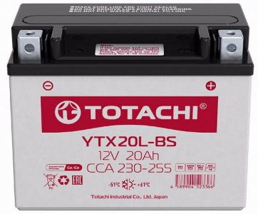 Аккумулятор Totachi AGM YTX20L-BS 12V 20A EN255 о/п